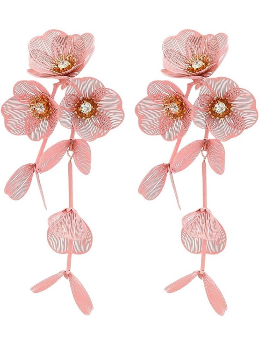 Large Handmade Flower Tassel Drop Earrings - Boho Chic Floral Dangle Jewelry